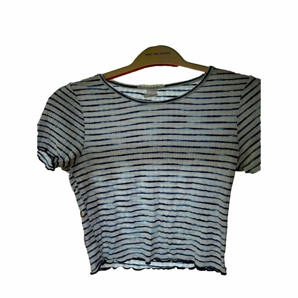 Caution To The Wind Crop Top Stripes Blue & White Small
